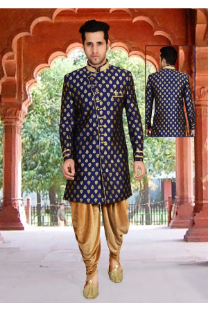 Royal blue Color Designer Indo Western Sherwani